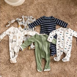 Lot of 5 Baby boy sleeper onesies pajamas